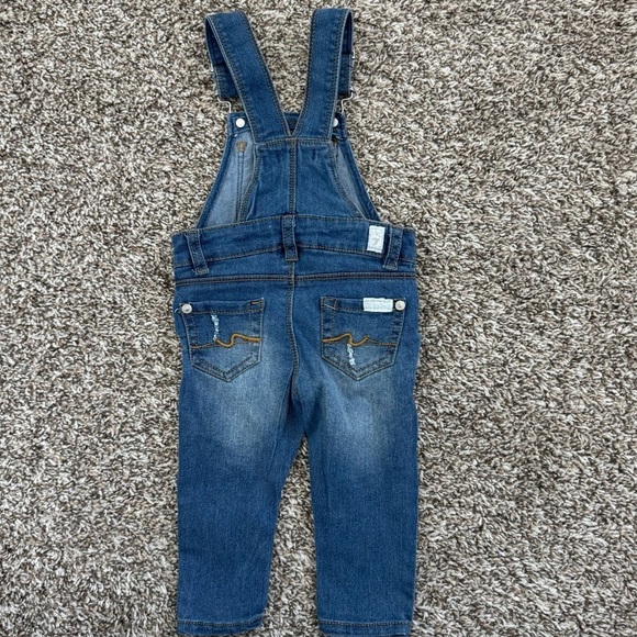 7 For All Mankind Baby Girls Blue Denim Ripped Overalls Size 9-12m - Picture 4 of 4